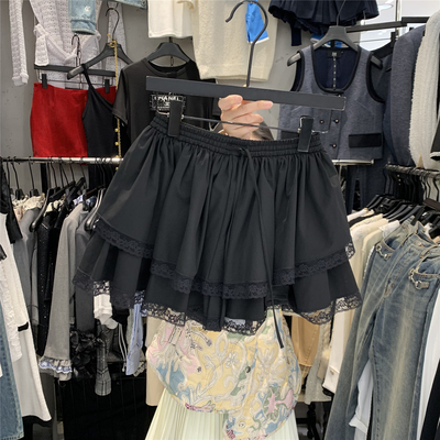 蕾丝拼接甜辣风打底蛋糕半身裙