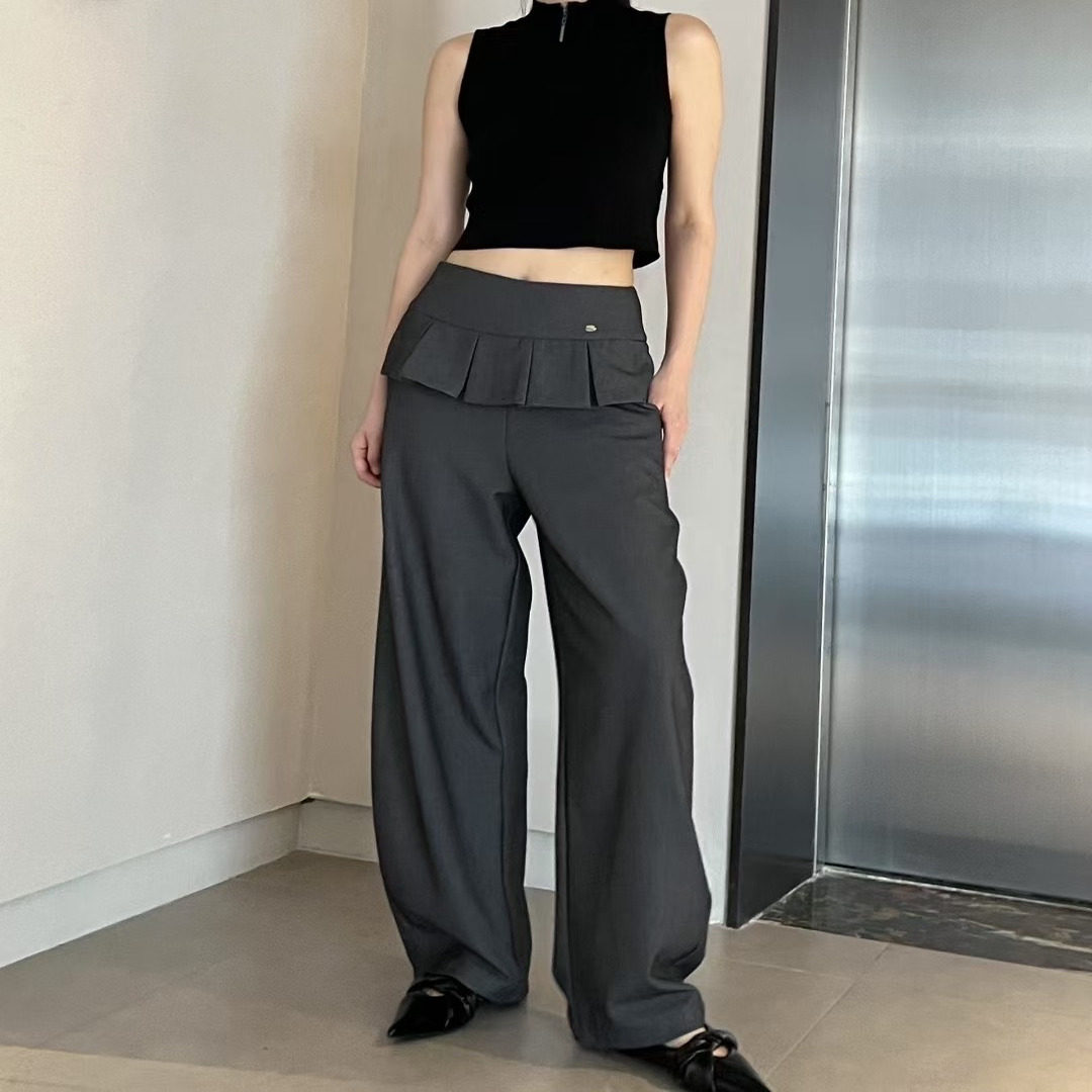 高腰显瘦百搭阔腿西装长裤女秋