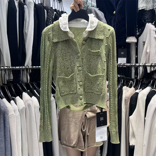 2026早春新款法式小众花边领单排扣轻奢名媛百搭小香风针织外套