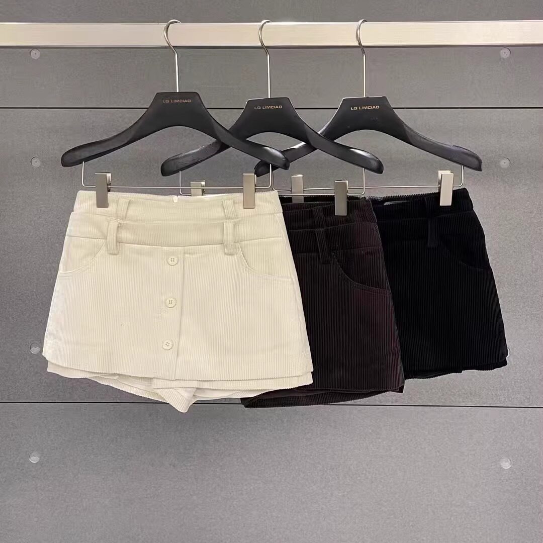 欧洲站2025冬季新款打底裤裙女小众设计修身显瘦百搭灯芯绒半身裙