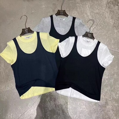 打底纯色T恤百搭吊带两件套