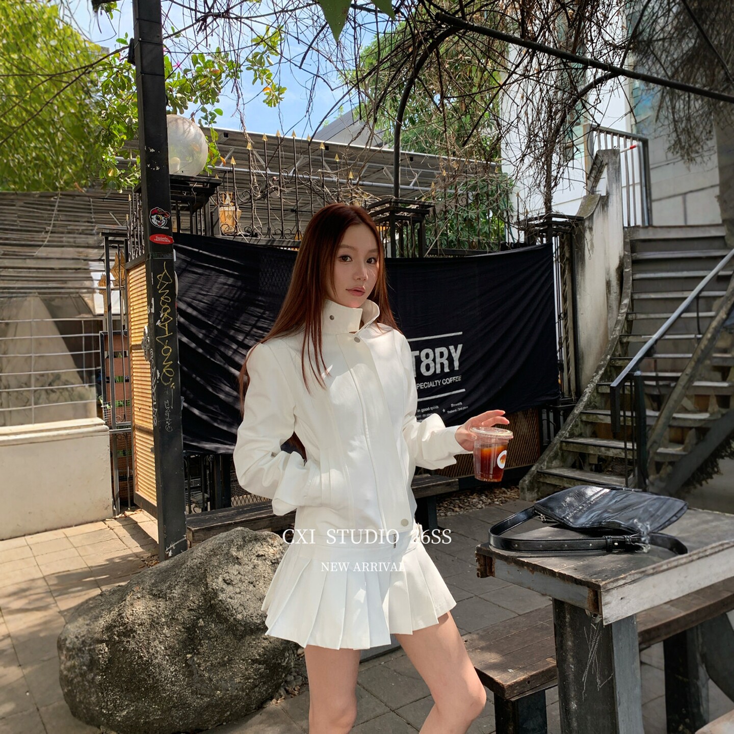 2026春季新款韩系辣妹设计感休闲夹克短外套女打底百褶短裙两件套