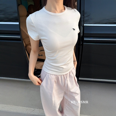 简约基础打底纯色短袖T恤女