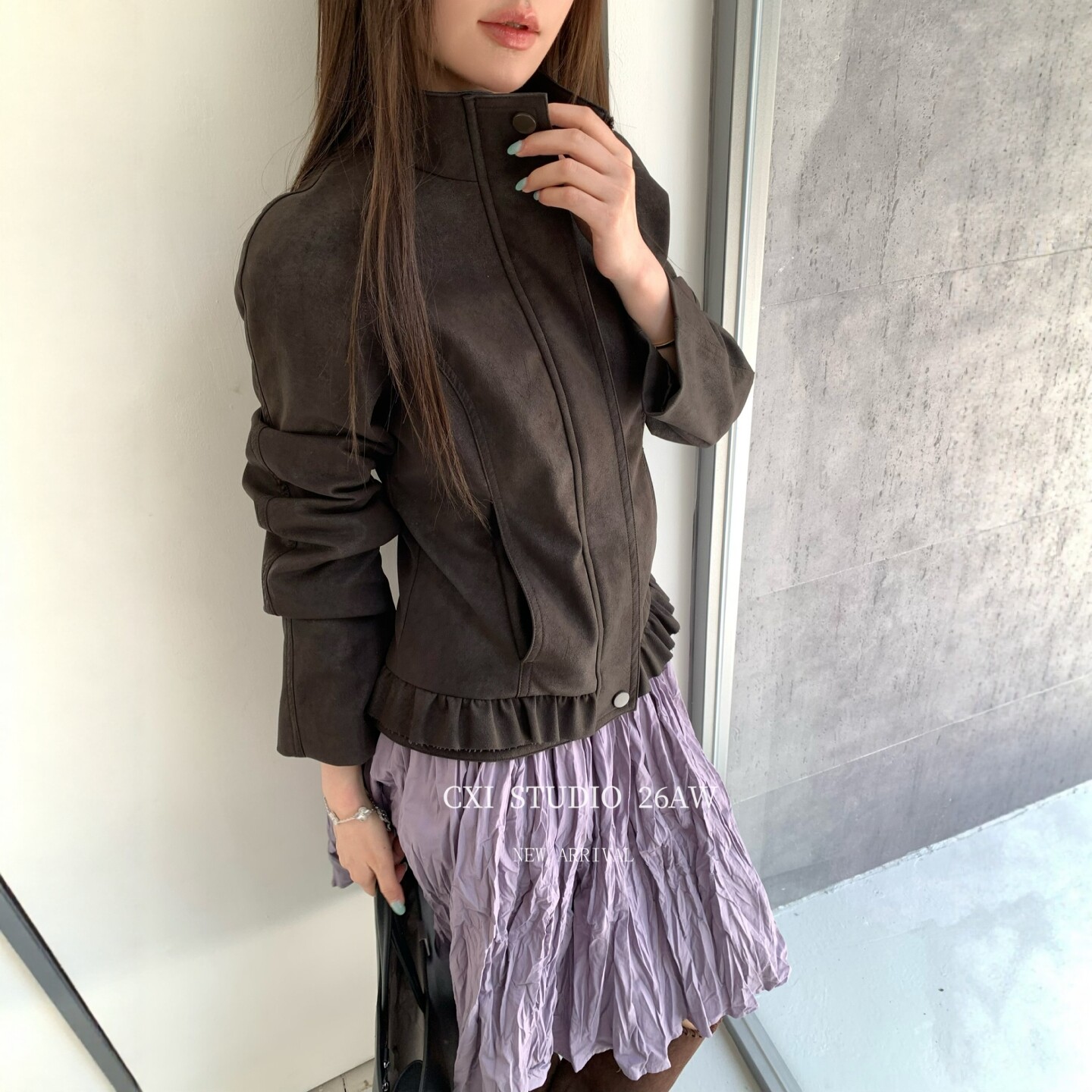 小众设计美拉德木耳边夹克短外套