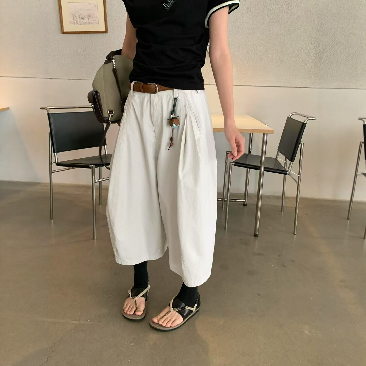 简约复古百搭高腰七分裤女夏