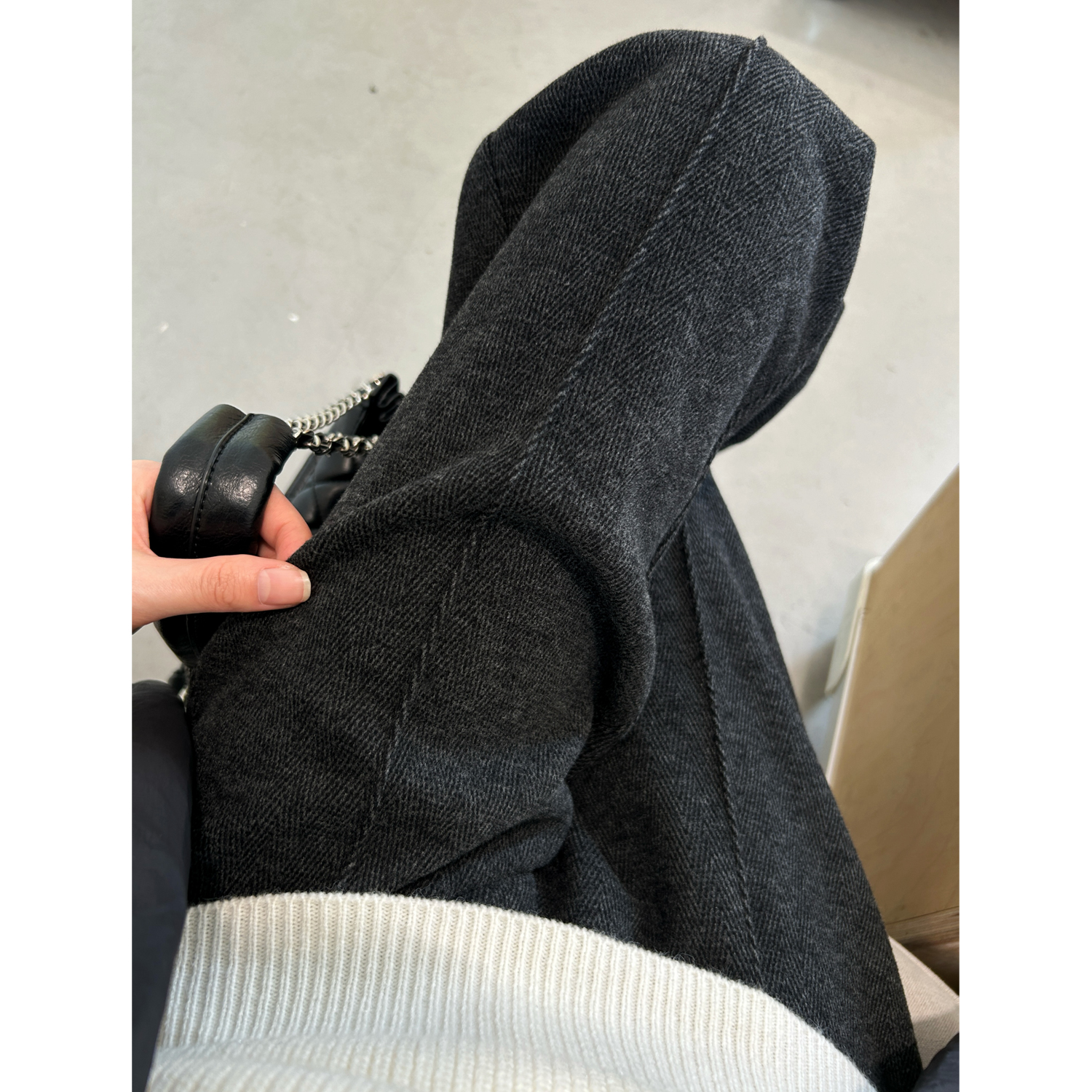 200斤大码胖mm人字纹阔腿裤女冬