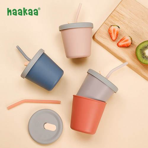haakaa吸管喝水杯宝宝硅胶学饮杯