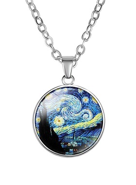 时尚饰品 梵高名画文艺合金吊坠项链女士项饰