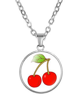 配饰可爱卡通水果系列时光类玻璃宝石项链 樱桃 苹果 草莓