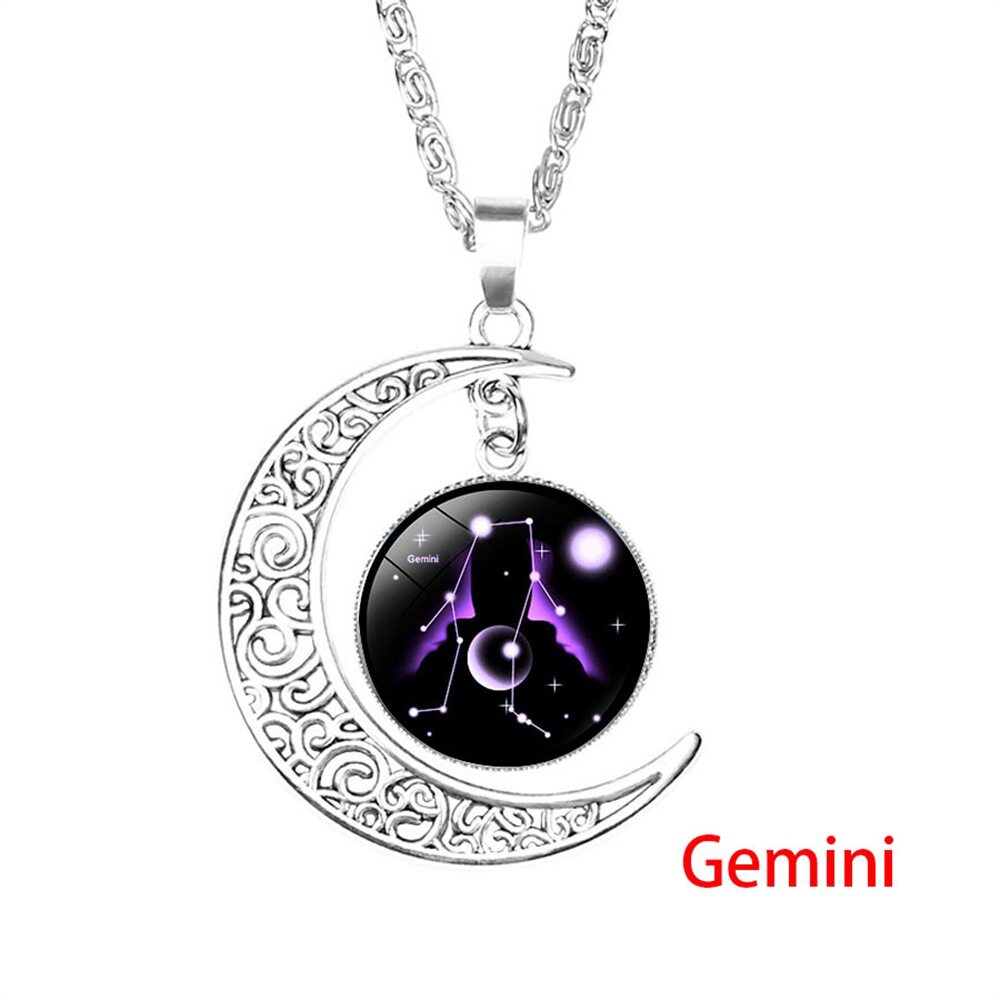 女式简约十二星座月亮吊坠项链 ZODIAC月牙项链
