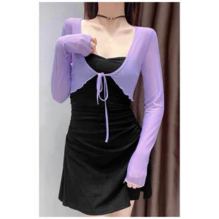 披肩宽松短款 薄款 配裙子 网纱透视女开衫 小外套温柔风防晒衫 夏季