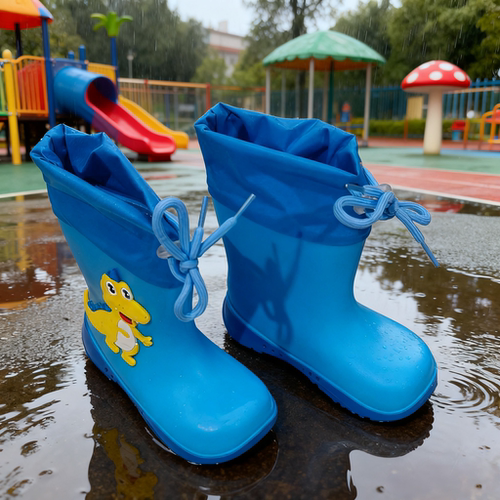 欣艺奇儿童系带可爱卡通时尚款软底防水防滑雨靴男女同款户外水鞋