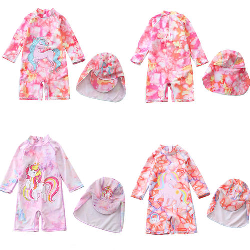 新款儿童泳衣女童连体婴儿可爱女孩宝宝中小童泳装女童游泳衣