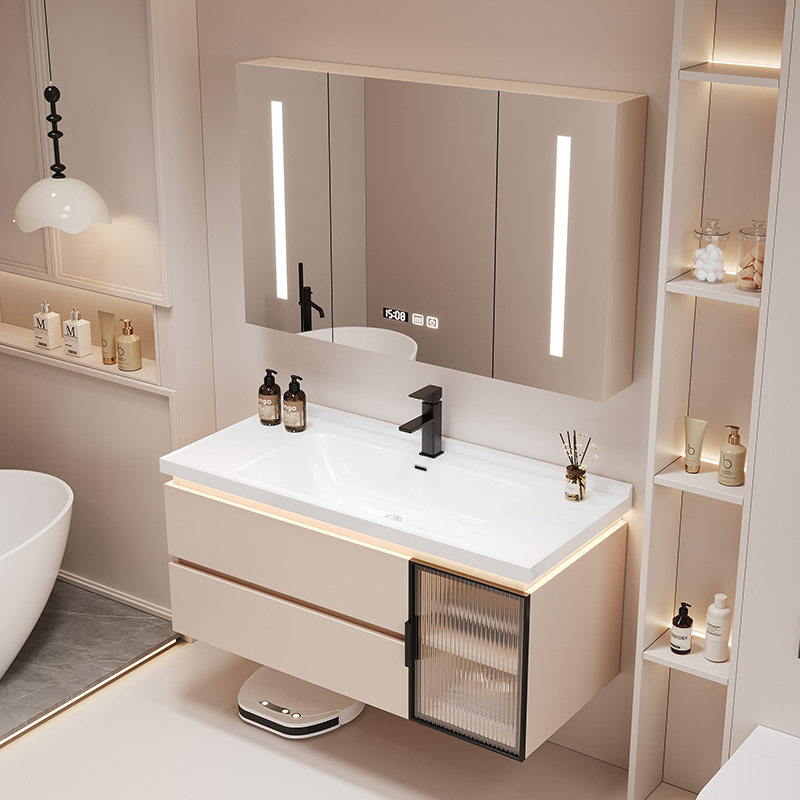 实木浴室柜组合陶瓷一体盆卫浴奶油风卫生间洗手盆洗脸盆洗漱台盆,家装主材,浴室柜组合,淘宝优惠券,粉丝福利购,淘宝优惠卷