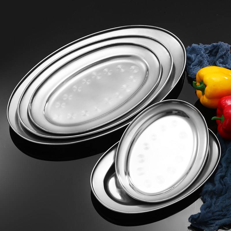 炒粉碟子椭圆形盘子加厚肠粉浅盘小吃盘火锅盘商用不锈钢烧烤鱼盘,餐饮具,盘,淘宝优惠券,粉丝福利购,淘宝优惠卷