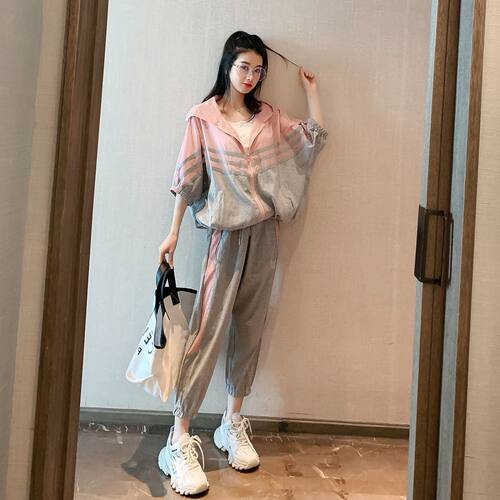 潮牌休闲运动套装女2025夏季新款时尚潮流洋气宽松工装卫衣两件套