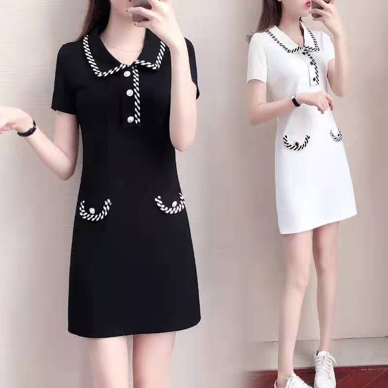 潮牌大码女装2025胖妹妹收腰显瘦连衣裙女夏小香风遮肚减龄休闲裙