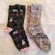 中筒袜子 30%精梳棉万圣节印花刺猬男款 包邮 欧单节日限定