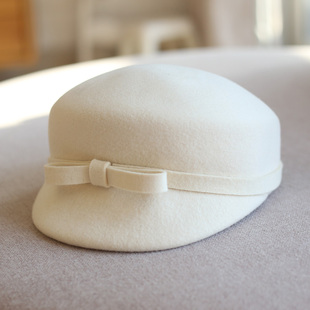 秋冬日系CL4羊毛呢蝴蝶结马术帽鸭舌帽时装 毡帽子女出游逛街英伦