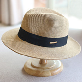 巴拿马草帽女夏季 礼帽百搭爵士帽可调节遮阳帽出游逛街韩版 太阳帽