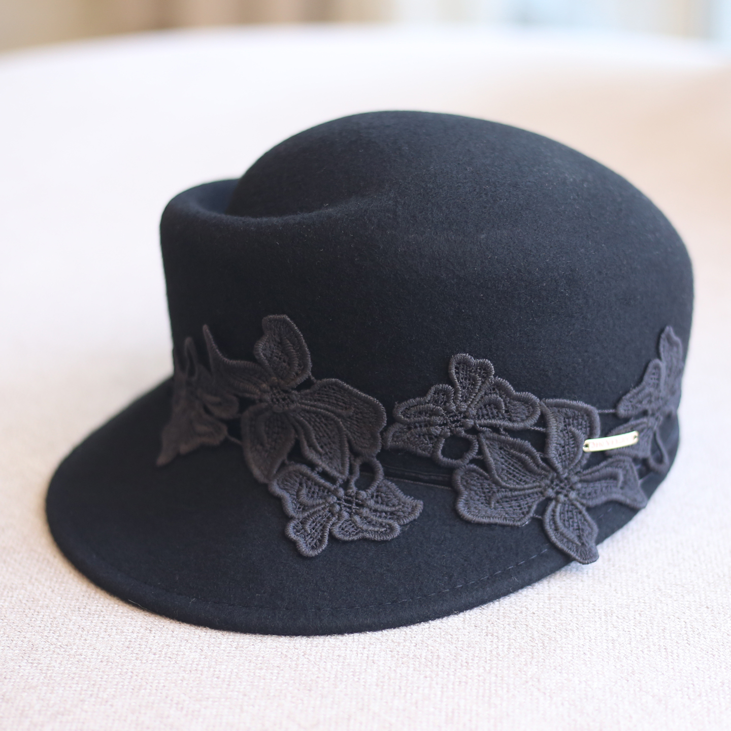 日本CL4家蕾丝花朵羊毛呢马术帽