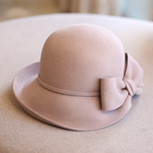 秋冬羊毛礼帽羊毛后置蝴蝶结不规则卷边羊毛毡帽女显脸小出游遮阳