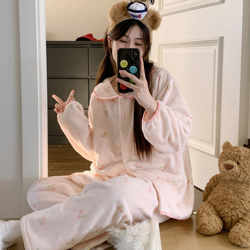 孕妇睡衣秋冬款月子服产后加厚法哺乳衣/月子服