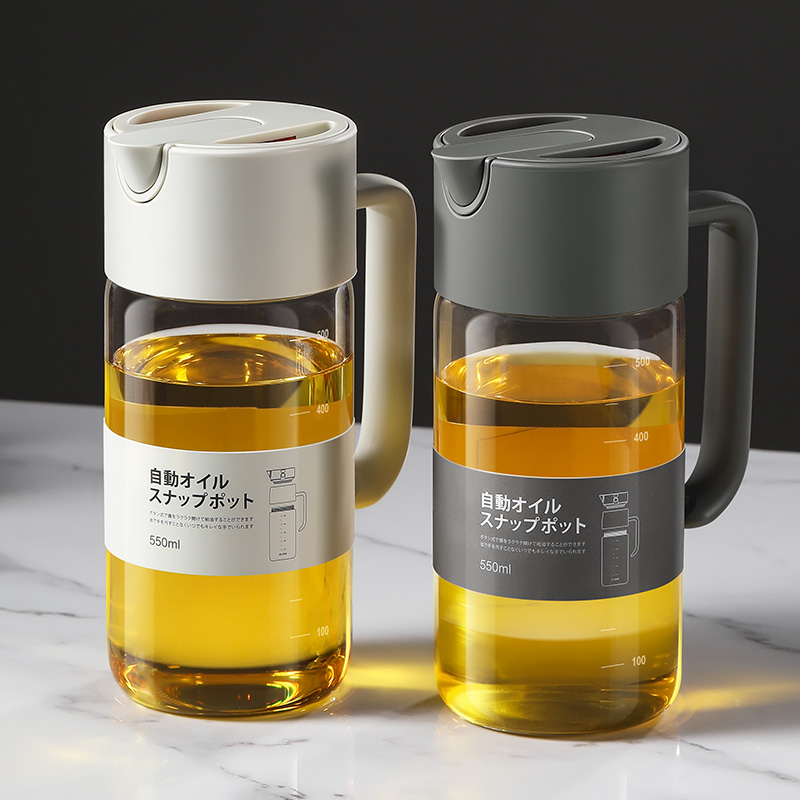 日本LISSA厨房玻璃油壶家用不挂油防漏油罐自动重力开合酱油醋瓶