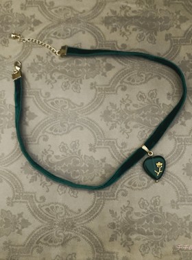 原创设计复古丝绒古董琉璃项链女