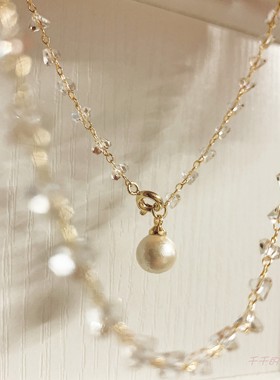 原创设计进口棉花珍珠包金项链女