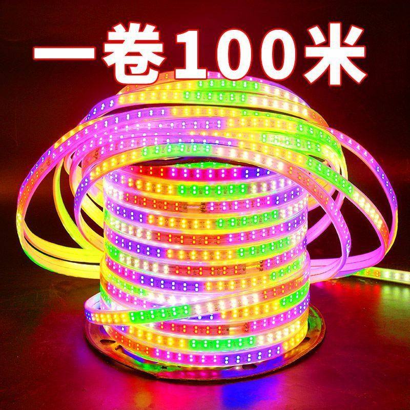 跑马灯夜市爆闪灯带防冻防水霓虹室外七彩变色招牌闪光led软灯条