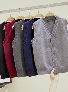 儿童针织马甲开衫男童女童宝宝毛衣背心春秋薄款男孩毛线坎肩马夹