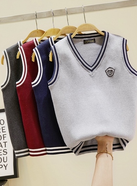儿童马甲针织背心女童男童春秋2025新款外穿薄款宝宝毛线男孩毛衣