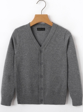 儿童针织开衫毛衣男童男孩2025新款扣子女童宝宝外套春秋薄款白色