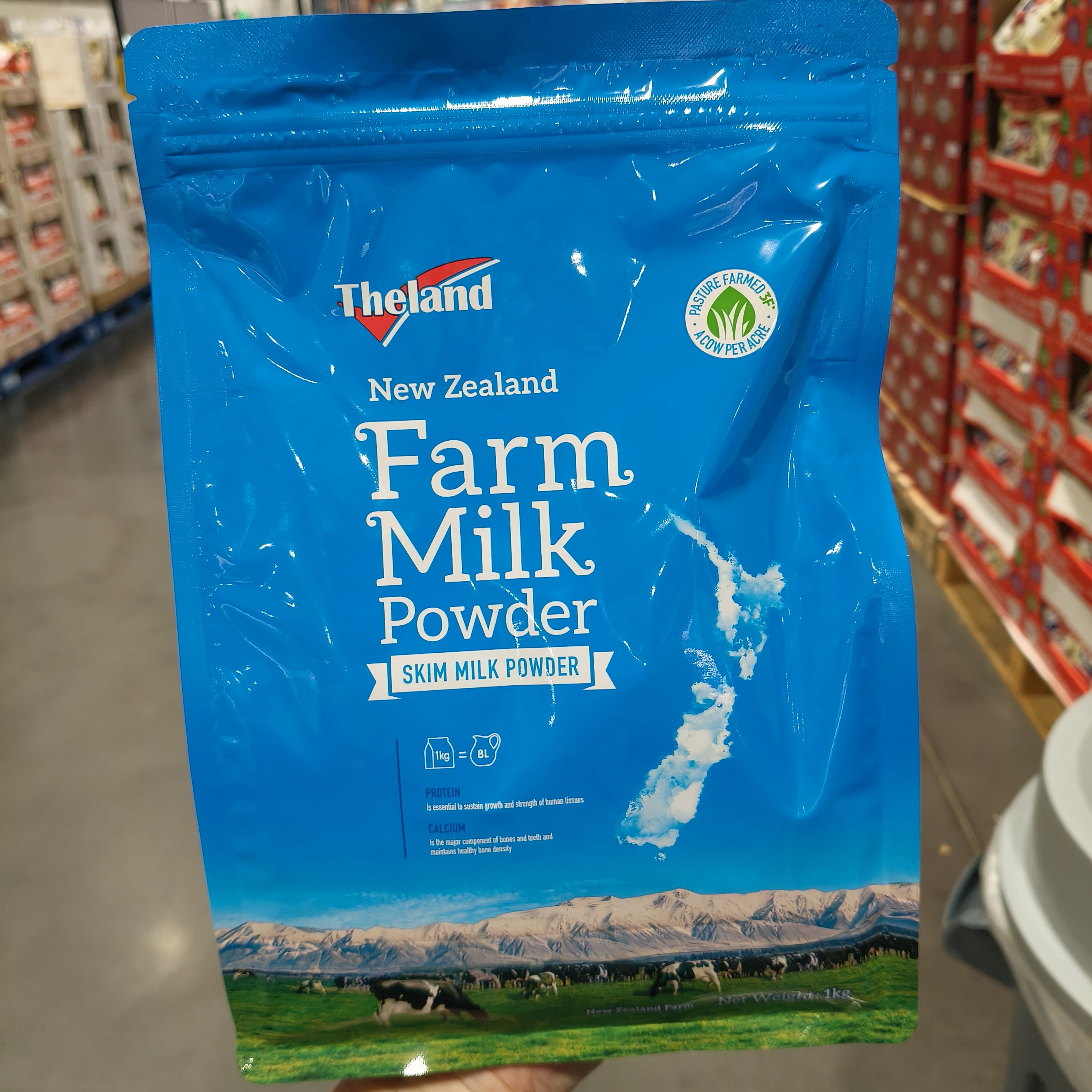 开市客购新西兰进口纽仕兰高钙奶粉1kg脱脂 速溶儿童学生成人乳粉