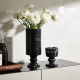 黑白根天然大理石花瓶黑色高筒客厅摆件创意简约精奢