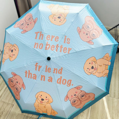 原创金毛巡回犬周边手动晴雨伞