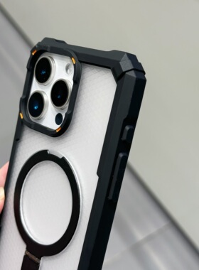 适用苹果17promax磁吸17Air带支架手机壳iPhone16pro磨砂12肤感14pro透明13高级防摔保护套16e四角男保护套