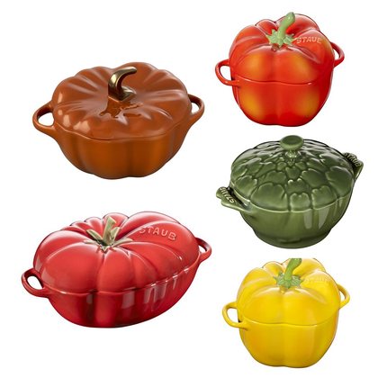 法国Staub南瓜番茄辣椒洋蓟炖盅珐琅陶瓷带盖子烘焙甜品 双耳汤碗