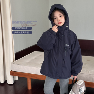 男女童韩系加厚外套中大童洋气加绒棉衣 新款 儿童冲锋衣2025冬季 装