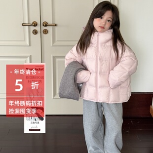 女童三防90绒羽绒服2025冬装款儿童韩系泡芙轻暖女孩洋气羽绒外套