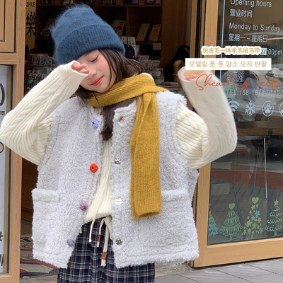 女童羊羔绒马甲25秋冬新款