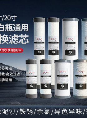 PPC复合滤芯前置过滤器10寸20大白瓶通用PP棉滤芯复合椰壳活性炭