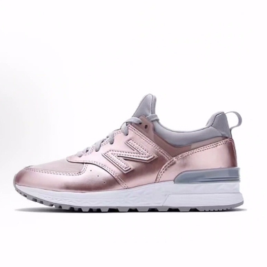 New Balance NB 574 Sport 复古 低帮 休闲跑步鞋 女款 玫瑰金