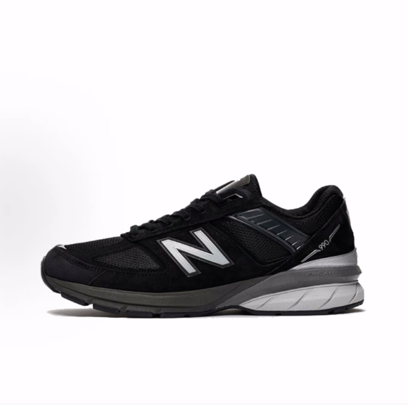 New Balance NB 990 V5 复古网布织物猪皮低帮休闲跑步鞋男款黑色