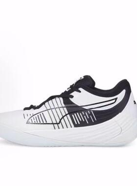 PUMA Fusion Nitro 圆头舒适 耐磨 中帮 篮球鞋 男女同款 白黑色