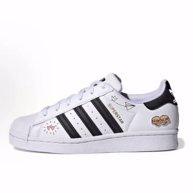 adidas originals SUPERSTAR J 圆头 耐磨 低帮 板鞋 白黑蓝色