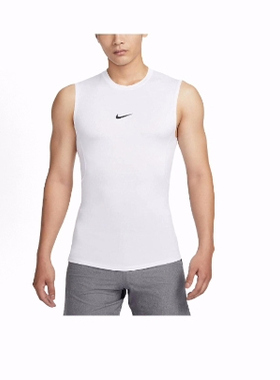 Nike PRO DRI-FIT 纯色速干紧身训练无袖T恤 男款