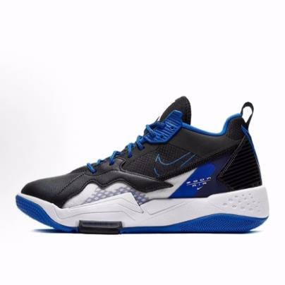 Jordan Zoom 92 合成革减震耐磨防滑 中帮 实战篮球鞋 男款 黑蓝