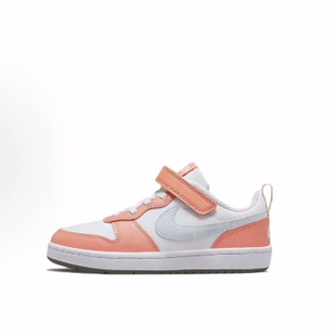 板鞋 中小童 休闲 耐磨 拼色 魔术贴 粉白 Nike 低帮 Low